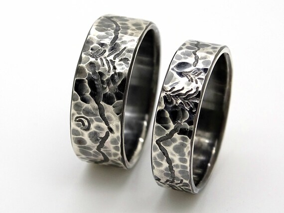 unique wedding band set