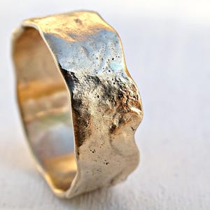 reticulated gold ring, 14k gold wedding band unique promise ring molten gold, cool mens wedding band gold, organic wedding ring gold