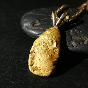 real gold nugget pendant, raw gold nugget necklace, solid gold nugget pendant, gold nugget necklace gift for women, unique mens gift