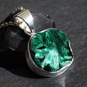 round malachite crystal pendant silver, malachite necklace silver, green crystal cluster pendant, unique gift for her anniversary gift