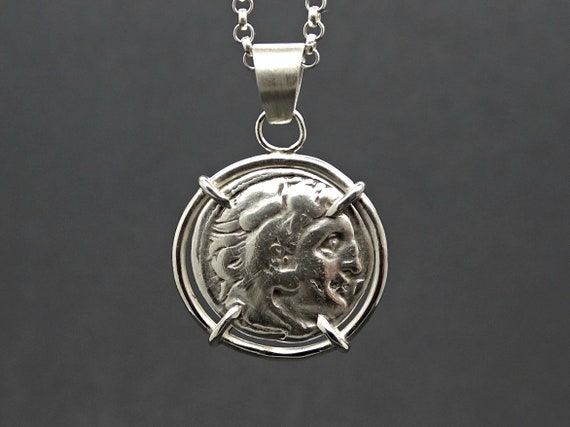Ancient Herakles Coin Necklace Zeus Coin Pendant Alexander the