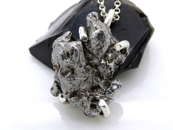 Real Meteorite Pendant Silver Mens Necklace Meteorite Cool Mens