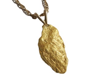 real gold nugget pendant, raw gold nugget necklace, solid gold nugget pendant, gold nugget necklace gift for women, unique mens gift