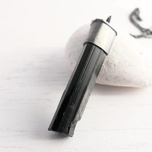 black tourmaline pendant, big tourmaline crystal necklace, raw black crystal jewelry, unique gift for men
