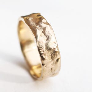 molten gold engagement ring, reticulated gold ring, 14k gold wedding ring, molten surface ring, unisex wedding ring gold cool mens band gold