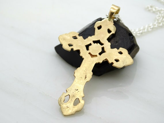 Herren Gold Kreuz Halskette, 18K Gold Kruzifix Anhänger Herren