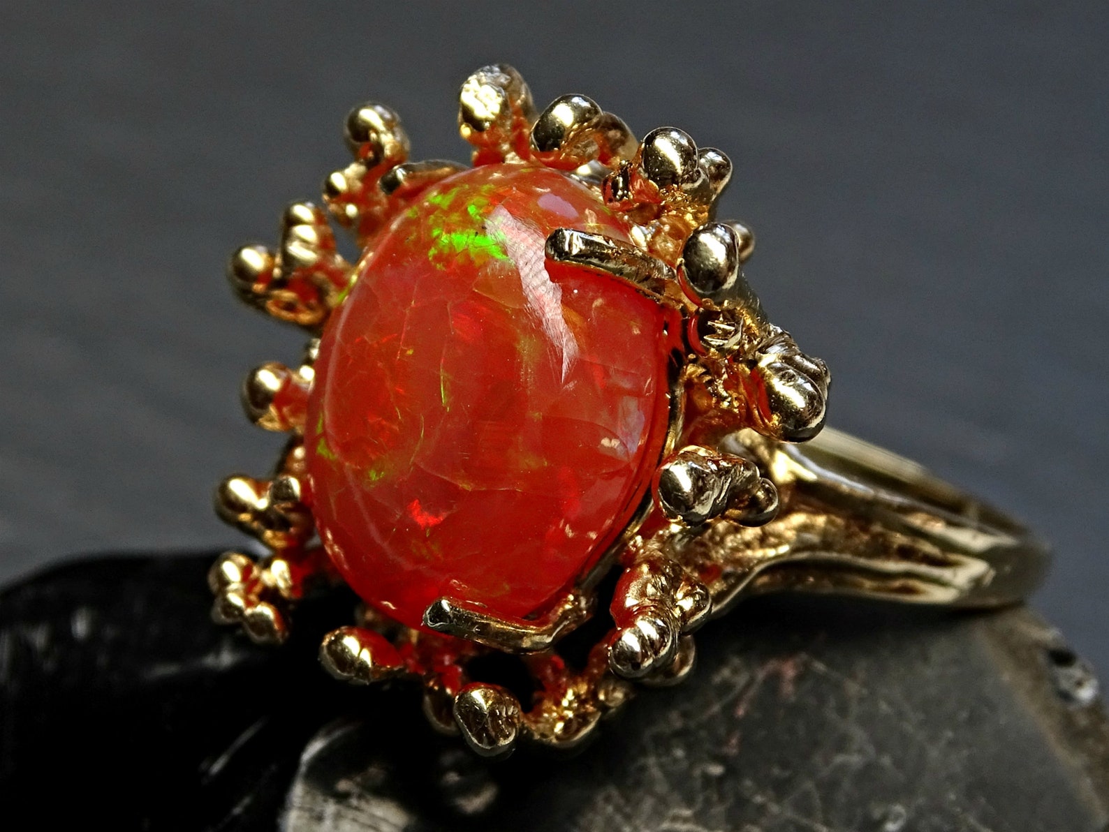 Fire Opal Ring Gold Fire Opal Engagement Ring Gold Opal Etsy