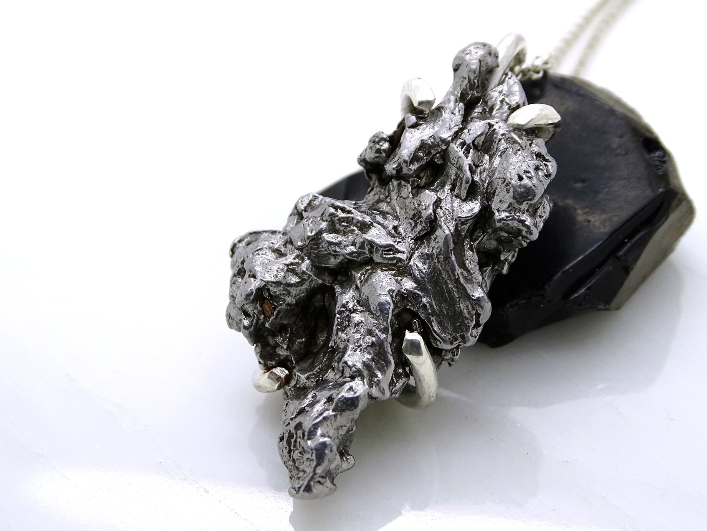 Big Meteorite Pendant Silver Mens Necklace Meteorite Cool Etsy