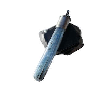 long kyanite pendant, blue kyanite necklace, mens crystal pendant, blue crystal necklace for men, unique gift for men personalized gift