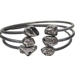 zartes Meteorit Armreif schwarz silber Meteorit Armband, Armreif Silber, Meteorit Armreif, Geschenk für Frau, Geburtstagsgeschenk