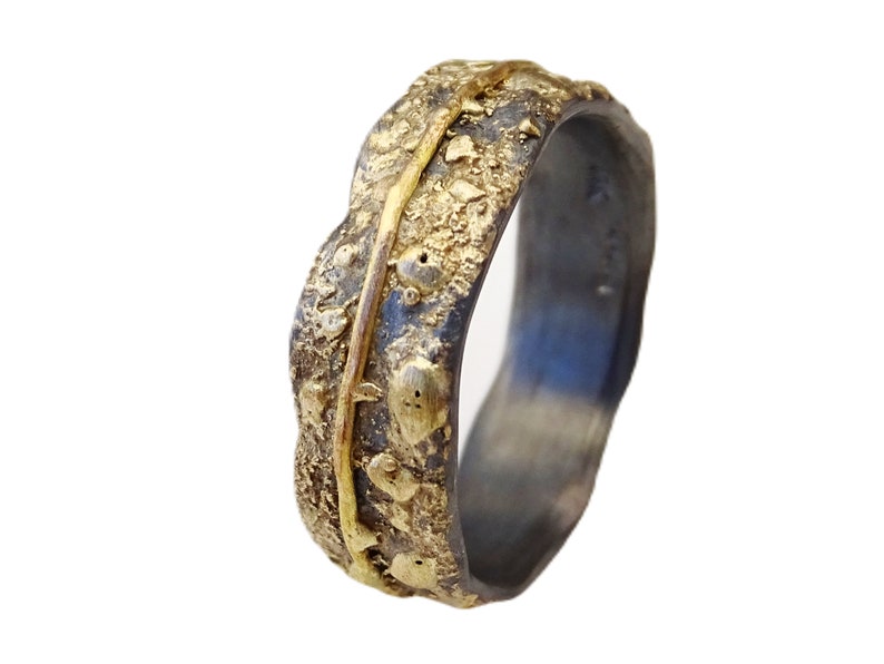 Viking Wedding Ring Mens Wedding Band Black Silver Gold Etsy