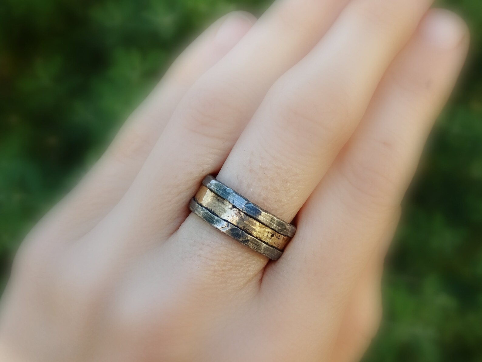 Viking Wedding Ring Gold Mens Wedding Band Black Cool Mens | Etsy