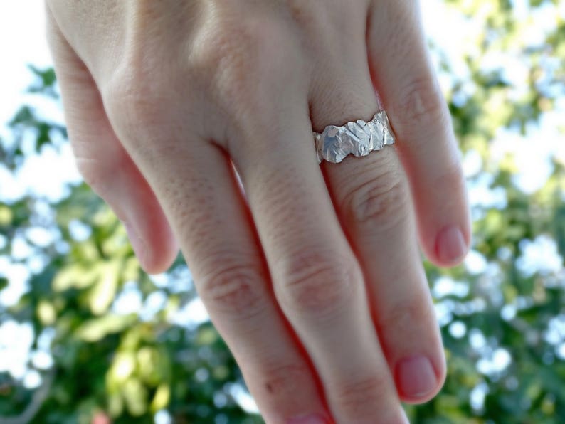 chunky mens ring forged viking ring wabi sabi silver glacier ring carved silver mens ring raw rugged wedding band brutalist ring men