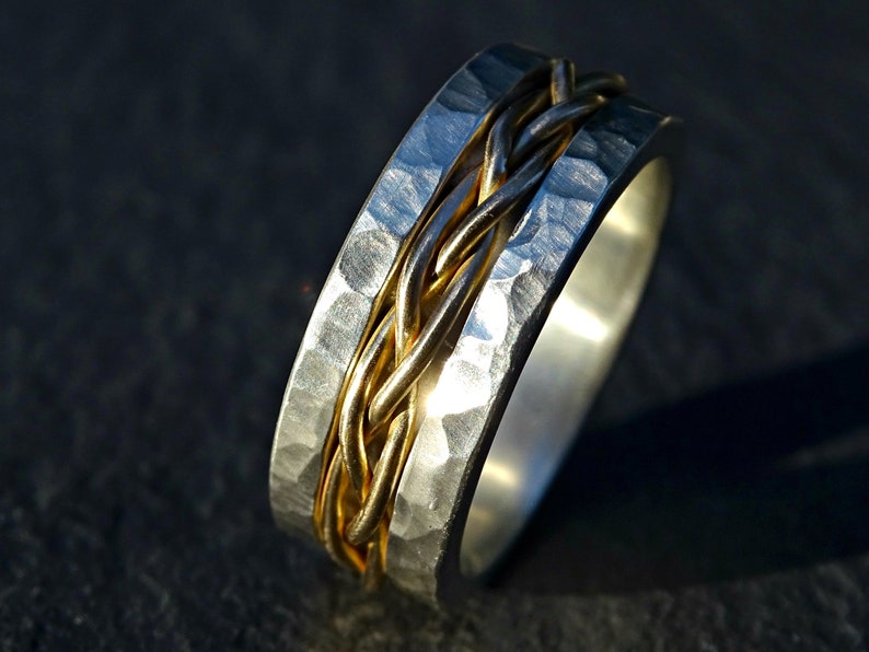 Bold Viking Ring Viking Wedding Band Men Gold Braided Etsy