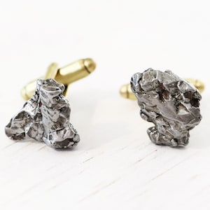meteorite cufflinks, Campo Del Cielo meteorite cuff links, nerd wedding cufflinks, groom cufflinks, handmade husband gift, best man gift