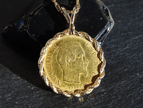 Colgante de monedas de oro real collar monedas oro de - Etsy México