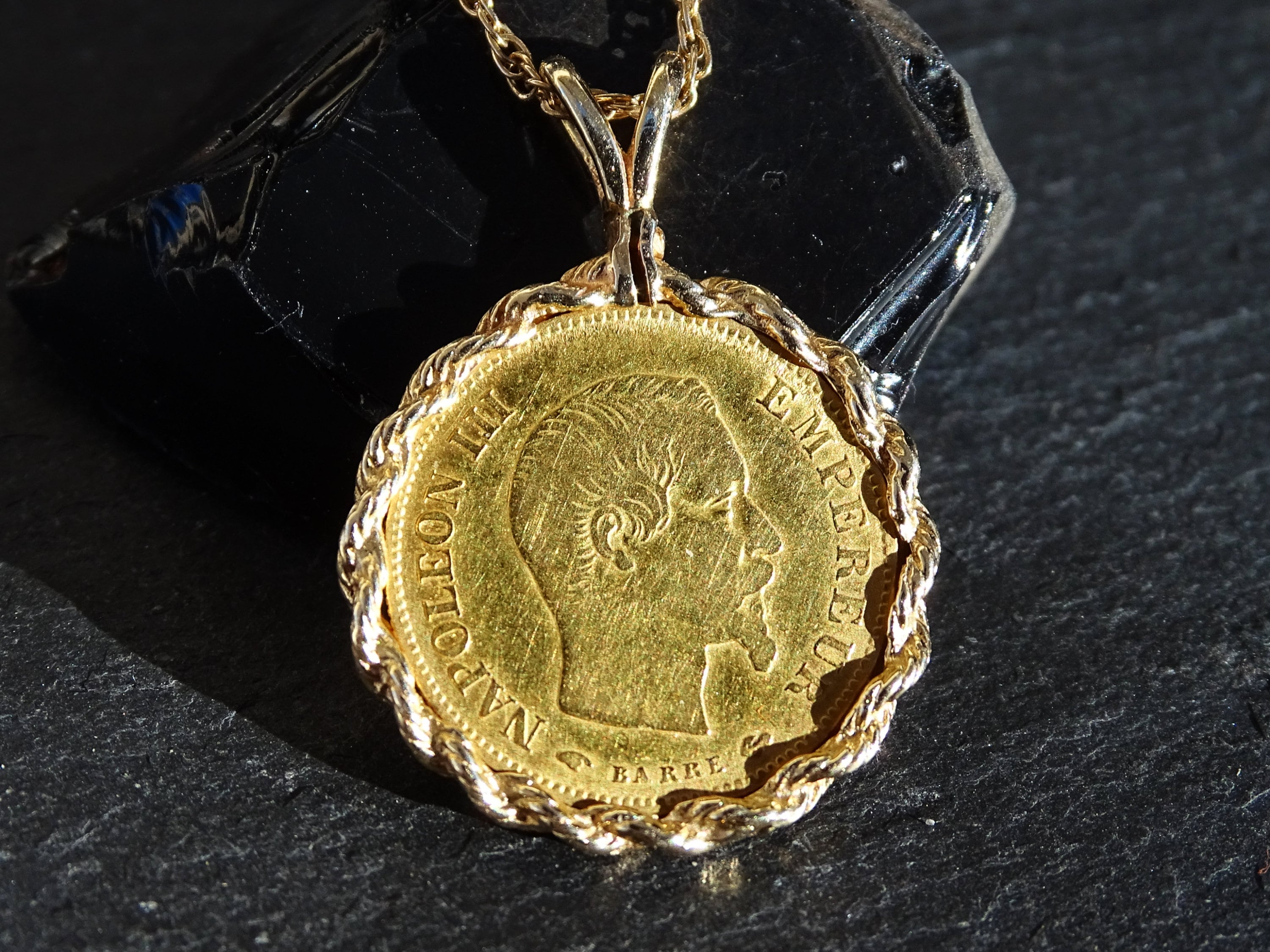 Real Gold Coin Pendant 10 Francs Gold Coin Necklace France Gold