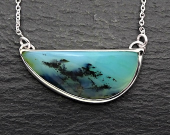 Peruvian Blue Opal Necklace: Sterling Silver Andean Gemstone