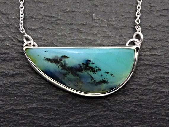 Blue Opal Necklace 16.5/'/' faceted genuine Opal Peruvian gradient colors denim blue jewelry