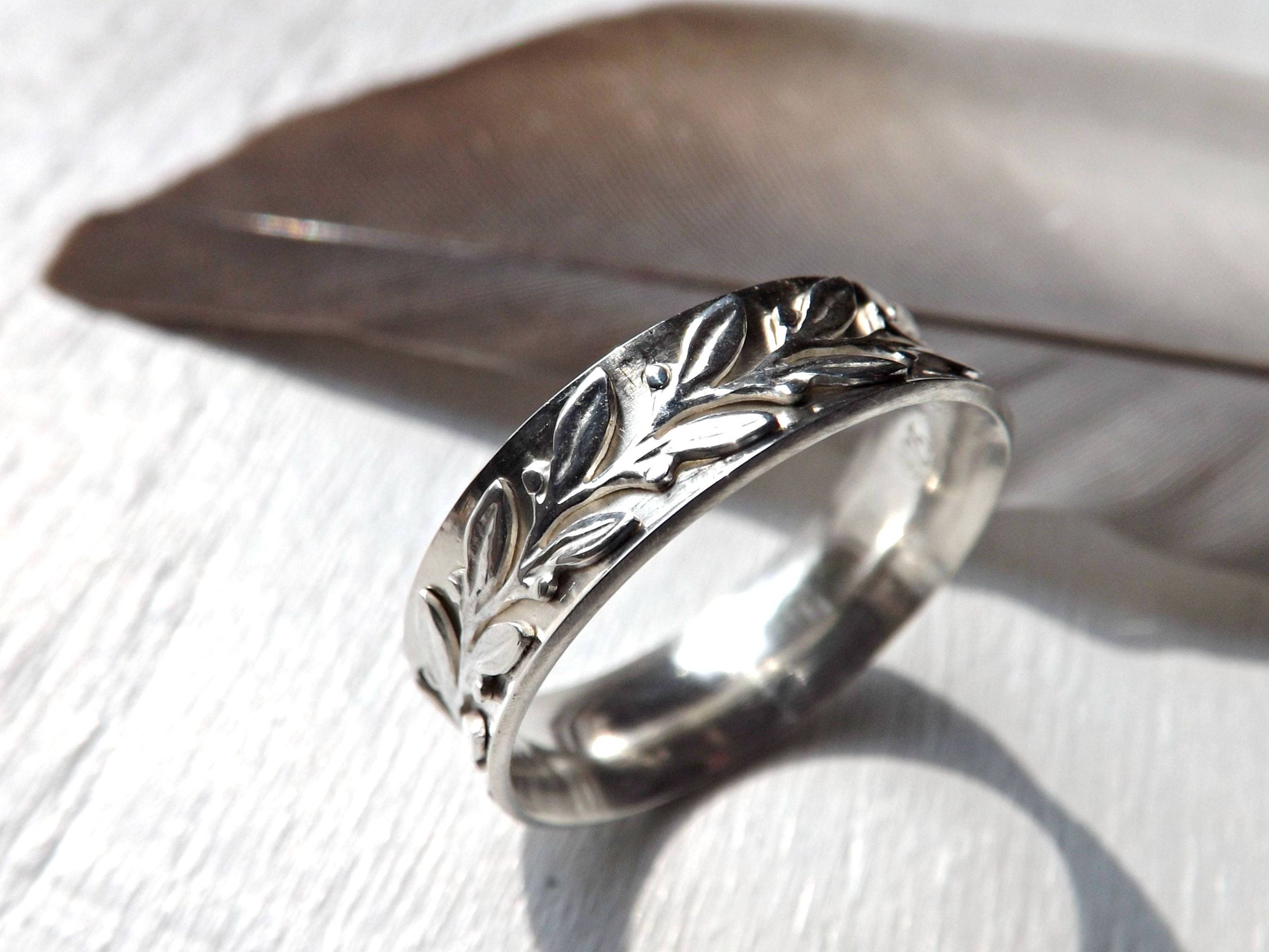 Womens Wedding Ring Pagan Laurel Ring Celtic Engagement Ring Etsy