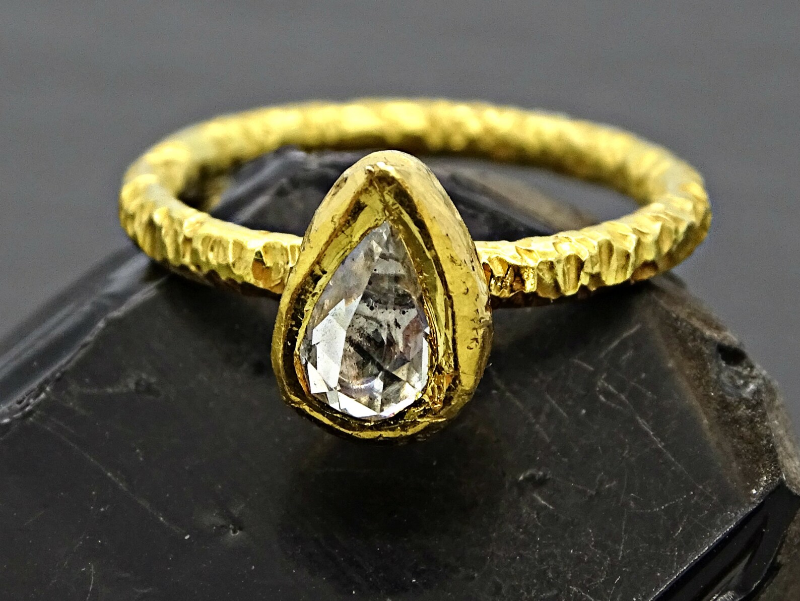 Salt and Pepper Diamond Ring Rose Cut Diamond Engagement Ring Etsy