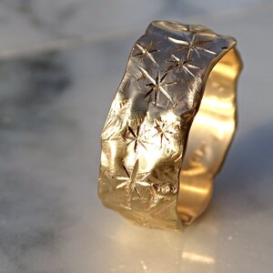 Star Engraved Gold Ring Mens Wedding Band Gold Wedding Ring - Etsy