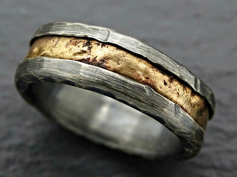 Viking wedding ring gold mens wedding band black cool mens