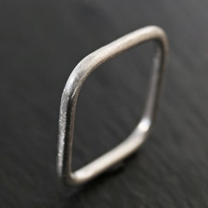 Slim Square Ring: Matte Sterling Silver Stacking Band
