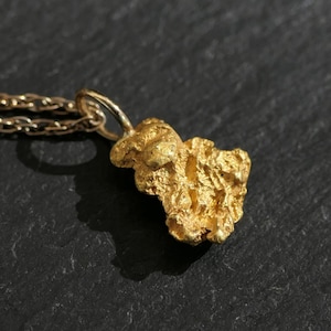 real gold nugget pendant, California gold nugget necklace, solid gold nugget pendant, gift for women, gold rush pendant, anniversary gift
