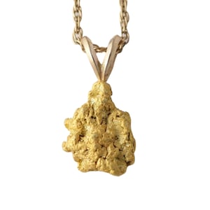 real gold nugget necklace, small gold nugget pendant, Canadian gold nugget pendant, gold nugget necklace, gift for women, gold rush pendant