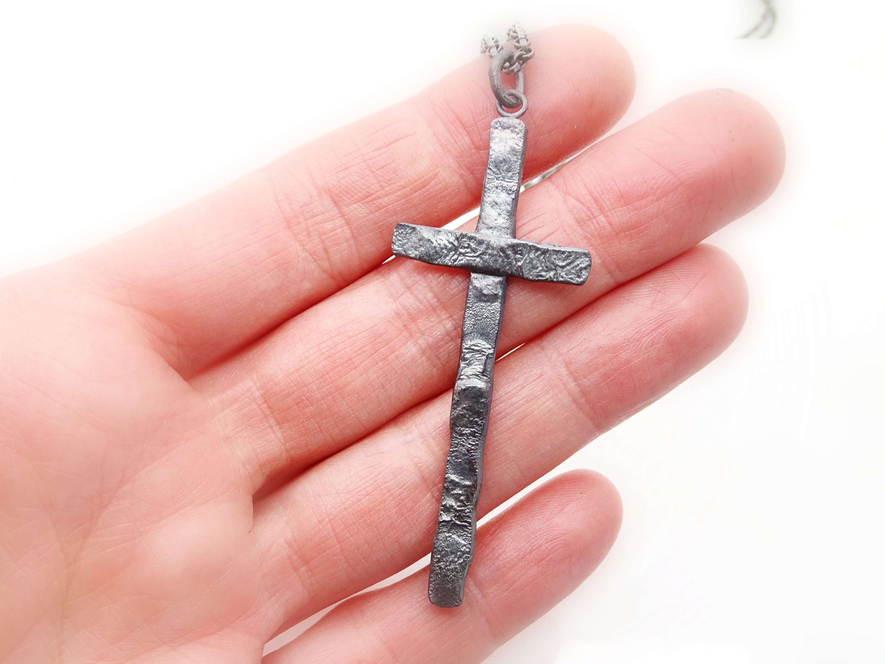 Mens cross necklace black silver cross cross pendant viking Etsy