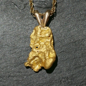 big gold nugget pendant, natural gold nugget necklace, real gold nugget pendant, Australian gold nugget necklace, one of a kind men&#39;s gift