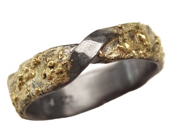 molten gold silver moebius ring, infinity ring gold silver, viking wedding band, mens engagement ring, men's moebius strip ring, unique gift