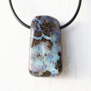 chunky boulder opal pendant mens opal necklace, Australian opal necklace, unique gift for her, birthstone pendant