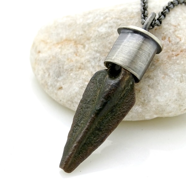 bronze arrowhead pendant, ancient arrowhead necklace, Scythian arrowhead pendant for men, rustic mens necklace, unique gift for him