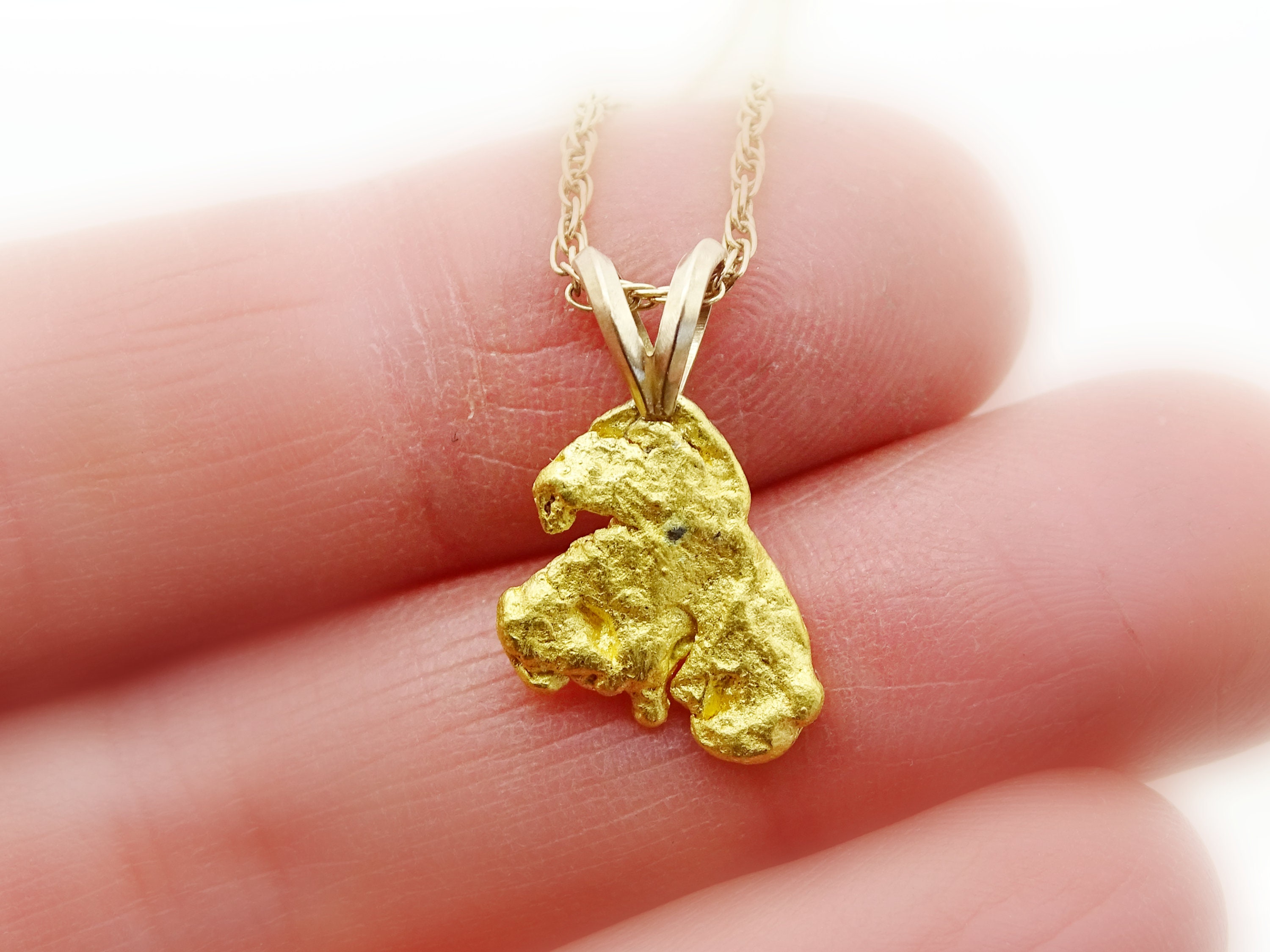 Real gold nugget pendant raw gold nugget necklace solid gold Etsy