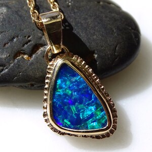 Dainty Opal Necklace Solid 14k Gold Black Opal Pendant Gold - Etsy