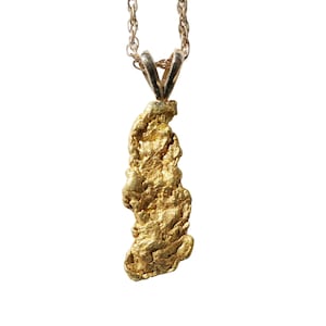 long gold nugget pendant, real gold nugget necklace, Canada gold nugget pendant for her, gold nugget necklace, unique gift for women