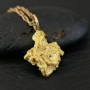 Alaska gold nugget necklace, small gold nugget pendant, real gold nugget necklace Gold rush pendant unique gift