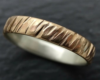 bronze wedding band men, tree bark ring bronze silver, mens ring bronze, mens wedding ring mens ring mixed metal bronze anniversary gift