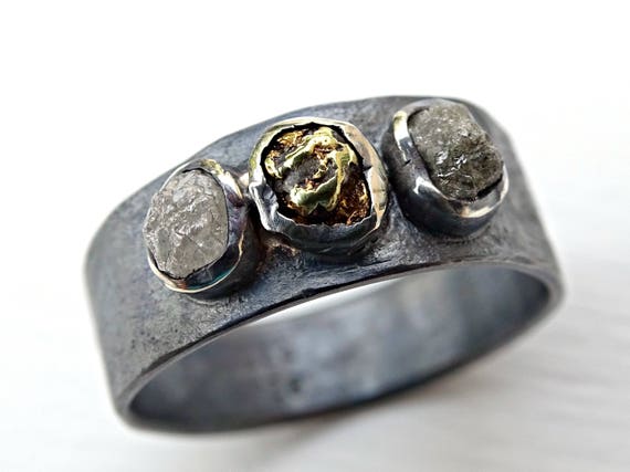 Mens raw diamond best sale ring