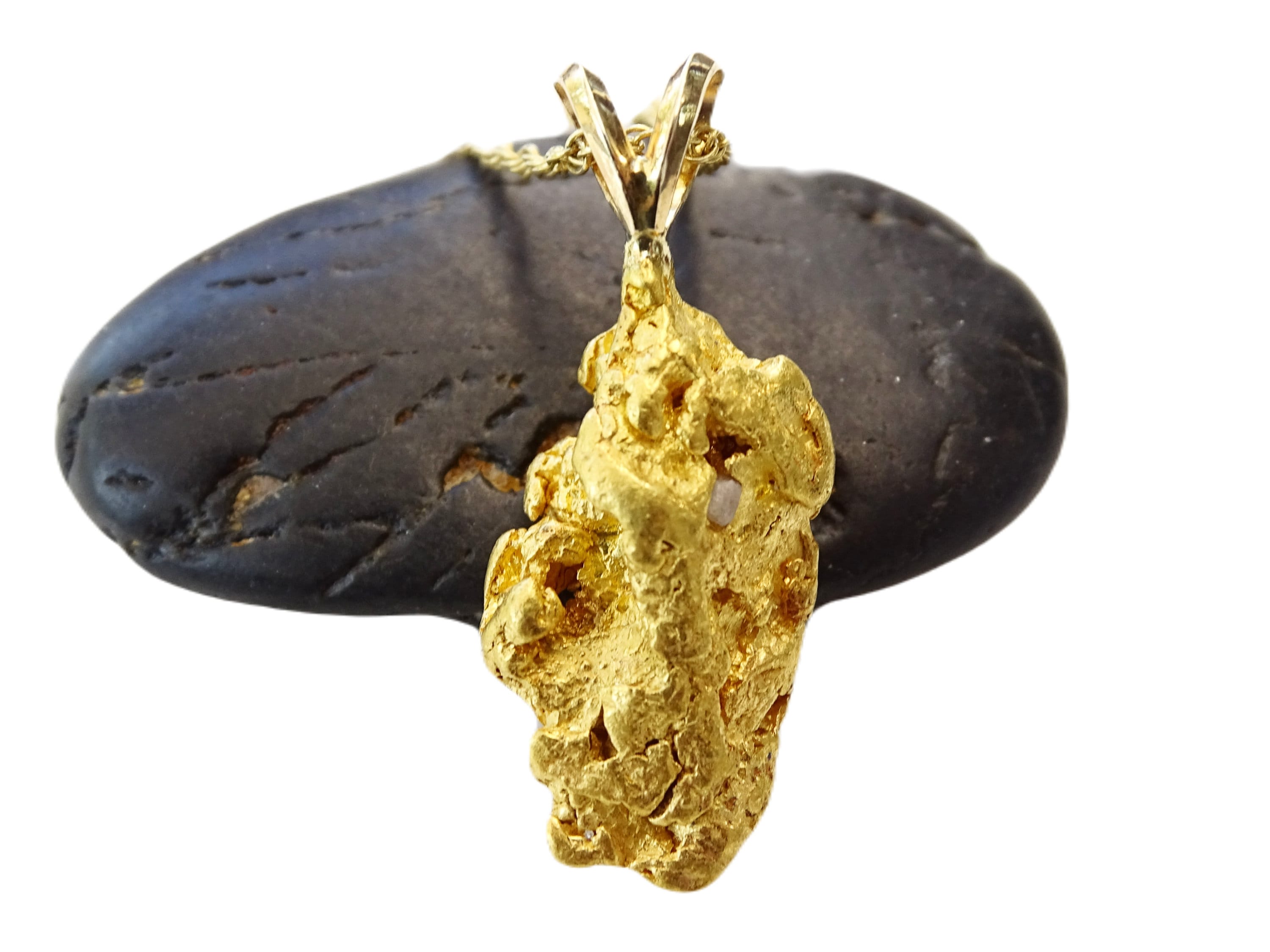 Chunky Gold Nugget Pendant Raw Gold Nugget Necklace Yukon Etsy Australia