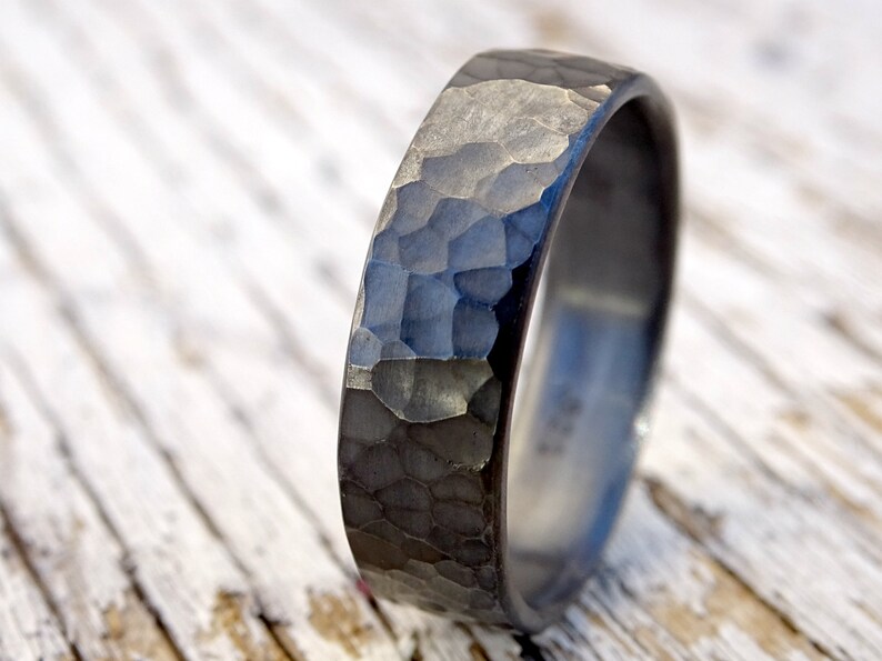 Mens ring black silver mens promise ring silver handmade Etsy