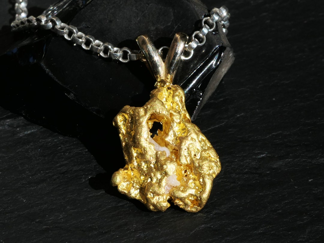 Yukon Gold Nugget Pendant: Raw 22k-24k Gold Mining Necklace