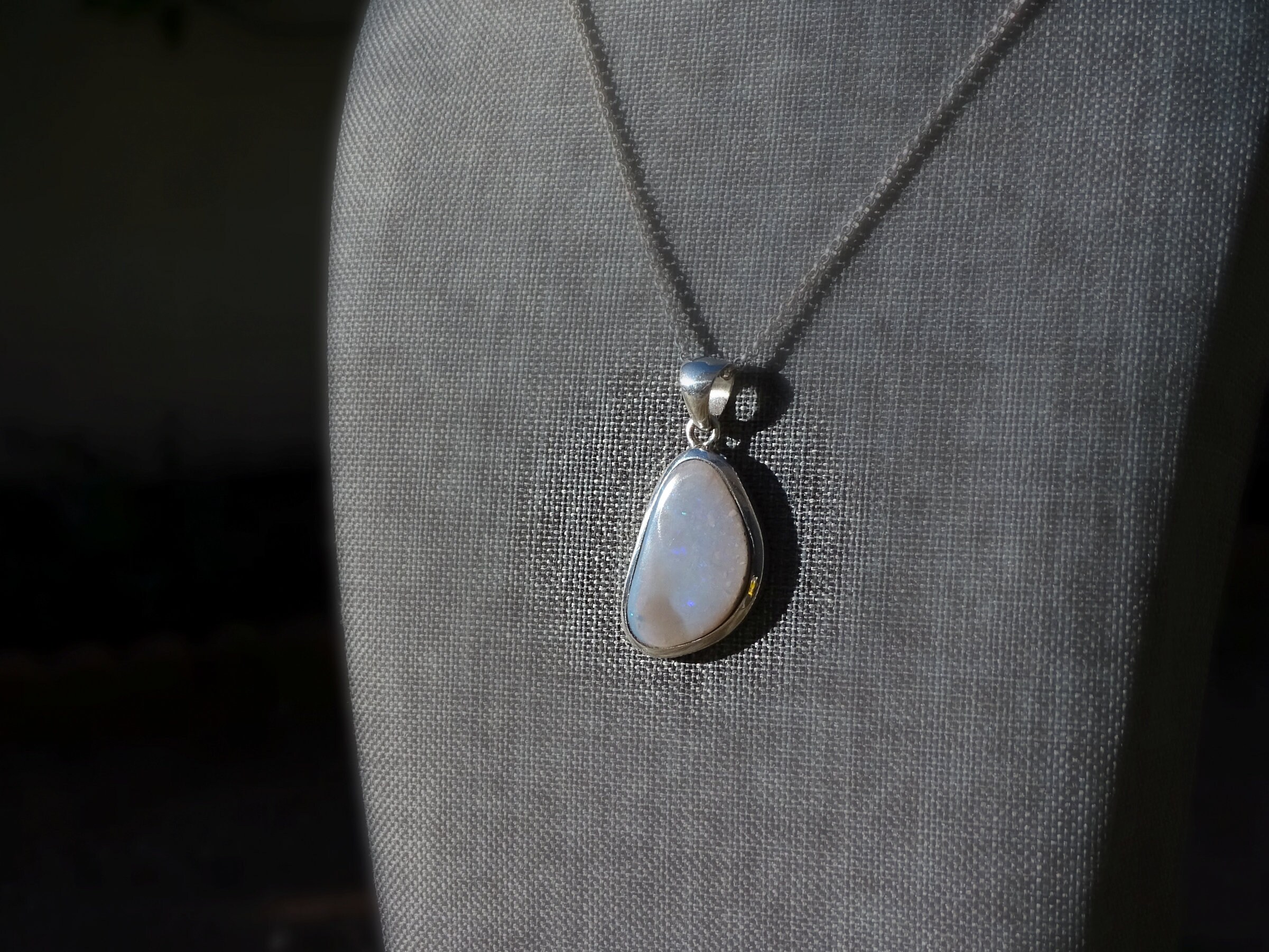 Big opal pendant silver mens opal necklace silver crystal Etsy