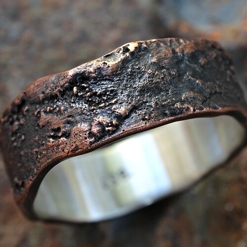 Copper Silver Ring Unique Mens Ring Copper Personalized Mens Etsy