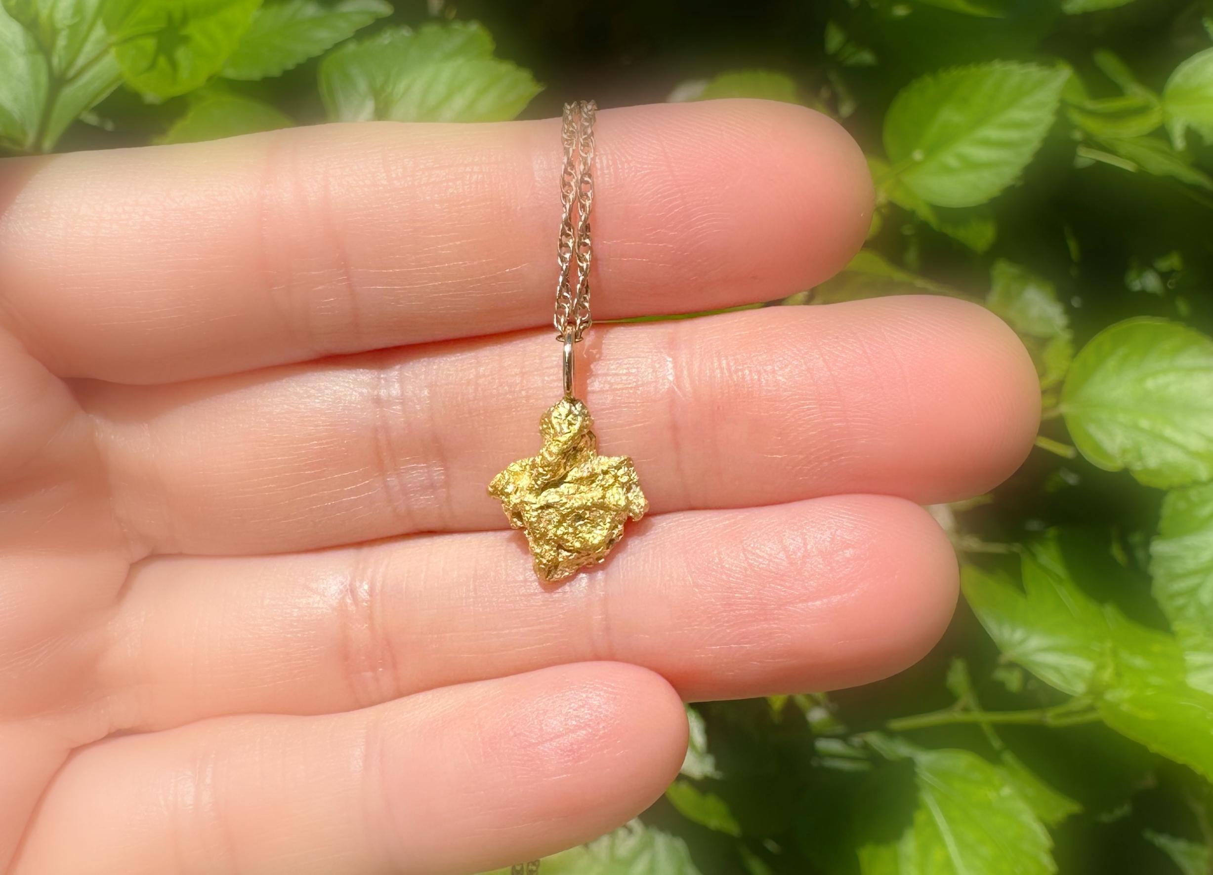ゴールド ナゲット風アラスカ金山土産 ネックレス ペンダント アラスカゴールドナゲットペンダントネックレス：天然20～22金、14金