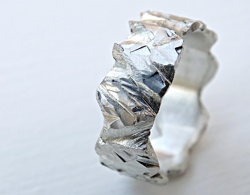 chunky mens ring forged viking ring wabi sabi silver glacier ring carved silver mens ring raw rugged wedding band brutalist ring men