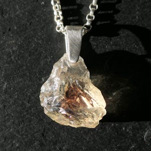 Raw Oregon Sunstone Pendant: Sterling Silver Crystal Necklace