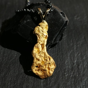 natural gold nugget pendant, raw gold nugget necklace, real gold nugget pendant, Alaska gold nugget necklace, gold miner pendant gift